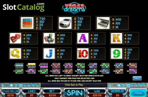 Πίνακας πληρωμών 1. Vegas Dreams Κουλοχέρης
