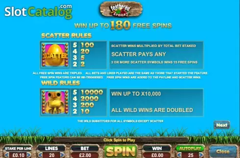Πίνακας πληρωμών 2. Feathered Frenzy Slot Κουλοχέρης