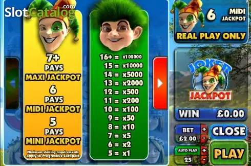 Πίνακας πληρωμών 1. Joker Jackpot (Big Time Gaming) Κουλοχέρης 