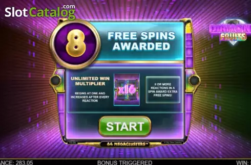 Οθόνη8. Diamond Fruits (Big Time Gaming) Κουλοχέρης