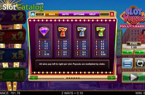Οθόνη8. Slot Vegas Fully Loaded Megaquads Κουλοχέρης