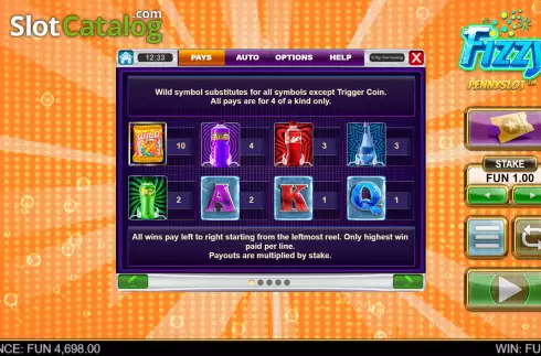 Οθόνη9. Fizzy Pennyslot Κουλοχέρης