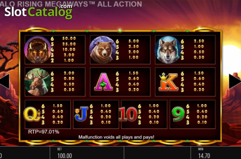 Οθόνη9. Buffalo Rising Megaways All Action Κουλοχέρης