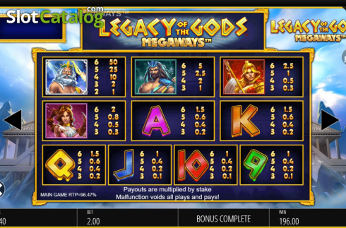 Οθόνη8. Legacy Of The Gods Megaways Κουλοχέρης