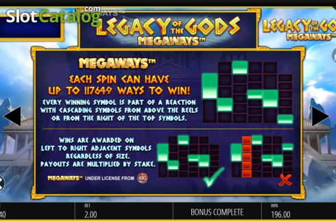 Οθόνη9. Legacy Of The Gods Megaways Κουλοχέρης