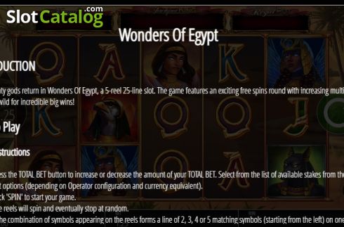 Οθόνη5. Wonders of Egypt Jackpot King Κουλοχέρης