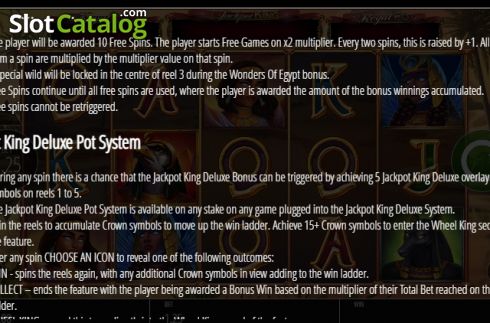 Οθόνη7. Wonders of Egypt Jackpot King Κουλοχέρης