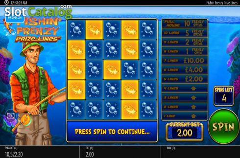 Οθόνη3. Fishin Frenzy Prize Lines Κουλοχέρης