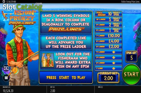 Οθόνη2. Fishin Frenzy Prize Lines Κουλοχέρης