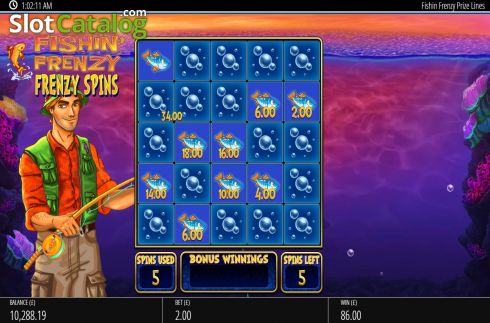 Οθόνη8. Fishin Frenzy Prize Lines Κουλοχέρης