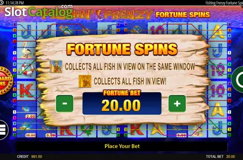Οθόνη6. Fishin' Frenzy Fortune Spins Κουλοχέρης