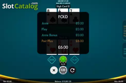 Οθόνη3. Three Card Poker (Boldplay) Κουλοχέρης