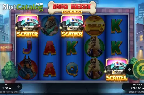 Οθόνη7. Dog Heist Shift 'N' Win Κουλοχέρης