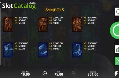 Οθόνη9. Zodiac (Booongo) Κουλοχέρης
