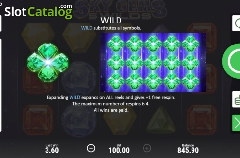 Οθόνη9. Sky Gems: 5 Wilds Κουλοχέρης