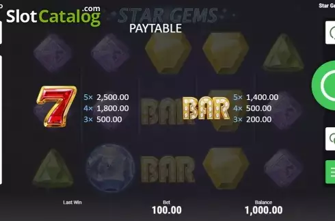 Οθόνη7. Star Gems (Booongo) Κουλοχέρης
