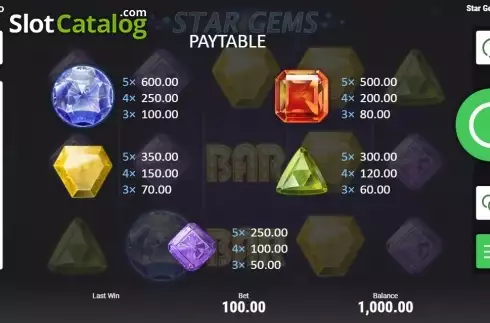 Οθόνη8. Star Gems (Booongo) Κουλοχέρης