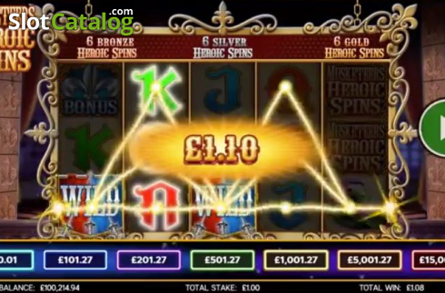 Οθόνη2. Musketeers Heroic Spins Κουλοχέρης 