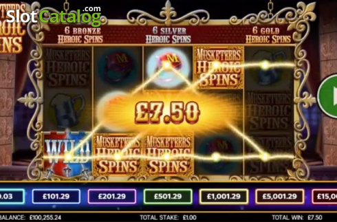 Οθόνη3. Musketeers Heroic Spins Κουλοχέρης 