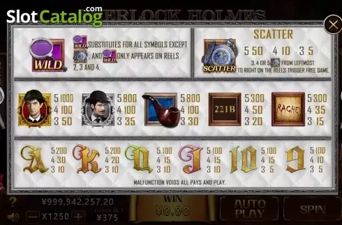 Οθόνη4. Sherlock Holmes (CQ9Gaming) Κουλοχέρης