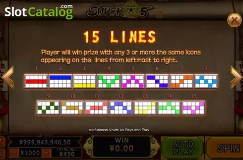 Οθόνη5. Super 5 (CQ9Gaming) Κουλοχέρης 