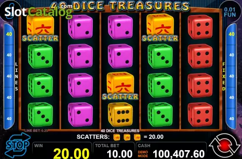 Οθόνη5. 40 Dice Treasures Κουλοχέρης
