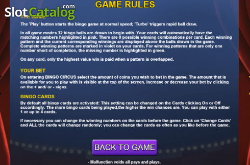 Οθόνη5. Bingo Circus (Caleta Gaming) Κουλοχέρης