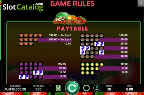 Οθόνη6. New Fruit (Caleta Gaming) Κουλοχέρης