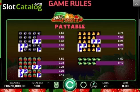 Οθόνη7. New Fruit (Caleta Gaming) Κουλοχέρης