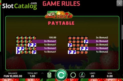 Οθόνη8. New Fruit (Caleta Gaming) Κουλοχέρης