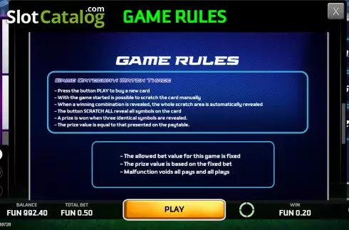 Οθόνη7. Football Pro Scratchcard Κουλοχέρης