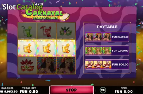 Οθόνη5. Carnaval Scratchcard Κουλοχέρης