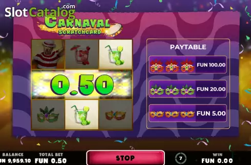 Οθόνη6. Carnaval Scratchcard Κουλοχέρης