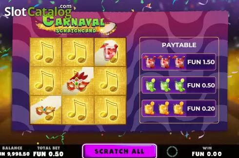 Οθόνη3. Carnaval Scratchcard Κουλοχέρης