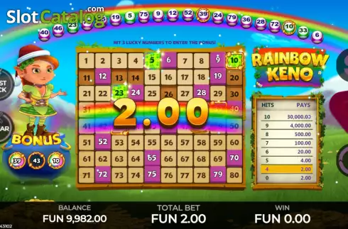Οθόνη6. Rainbow Keno Κουλοχέρης 