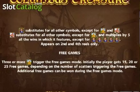 Πίνακας πληρωμών 1. Columbus Treasure Κουλοχέρης 