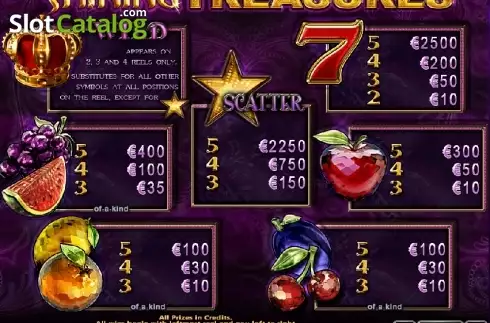 Πίνακας πληρωμών 1. Shining Treasures Κουλοχέρης