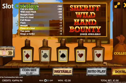 Οθόνη3. Sheriff Wild Hand Video Poker Κουλοχέρης