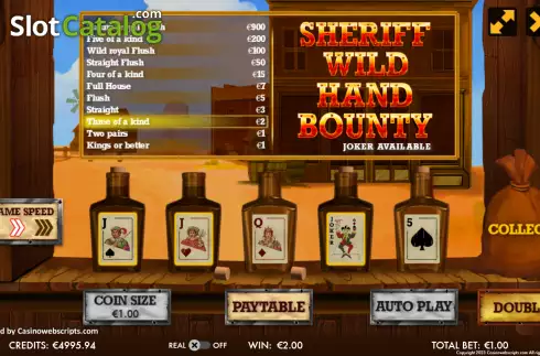 Οθόνη4. Sheriff Wild Hand Video Poker Κουλοχέρης