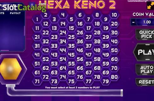 Οθόνη2. Hexa Keno 2 Κουλοχέρης