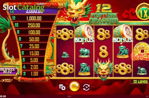Οθόνη3. 12 Fortune Dragons Κουλοχέρης