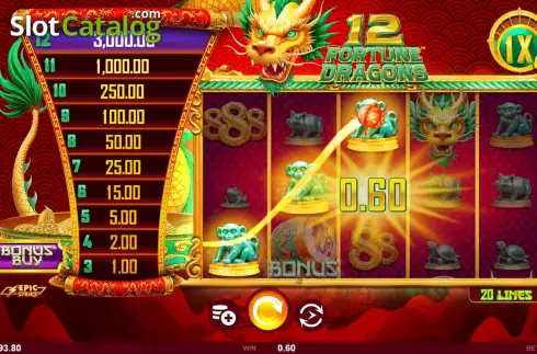 Οθόνη5. 12 Fortune Dragons Κουλοχέρης