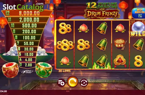 Οθόνη2. 12 Fortune Dragons Drum Frenzy Κουλοχέρης 