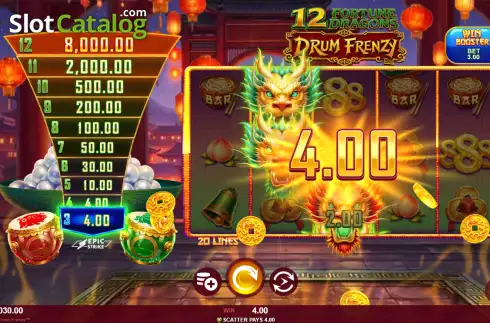 Οθόνη3. 12 Fortune Dragons Drum Frenzy Κουλοχέρης 
