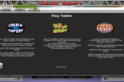 Οθόνη7. Club Spin (Concept Gaming) Κουλοχέρης