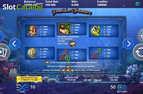 Οθόνη5. Poseidon Treasure Κουλοχέρης