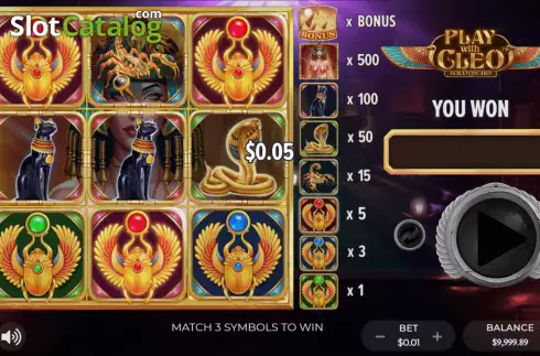 Οθόνη3. Play With Cleo Scratchcard Κουλοχέρης