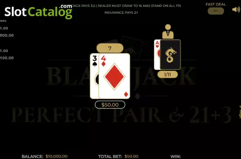 Οθόνη2. Blackjack Perfect Pair & 21+3 Κουλοχέρης