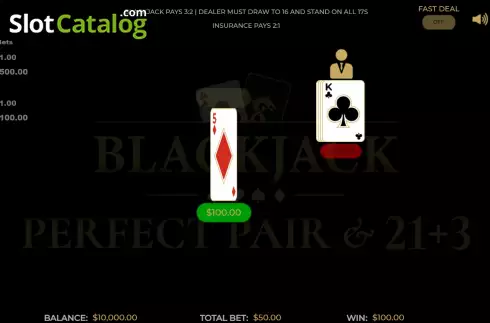 Οθόνη3. Blackjack Perfect Pair & 21+3 Κουλοχέρης