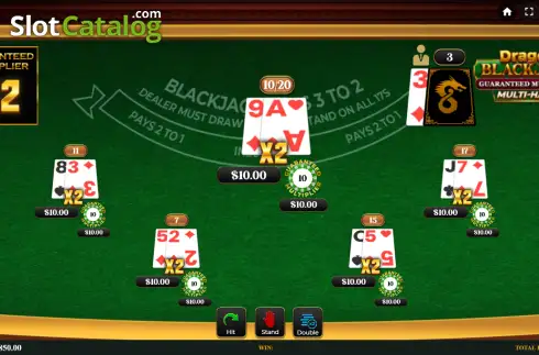 Οθόνη3. Dragon Blackjack Guaranteed Multiplier Multihand Κουλοχέρης